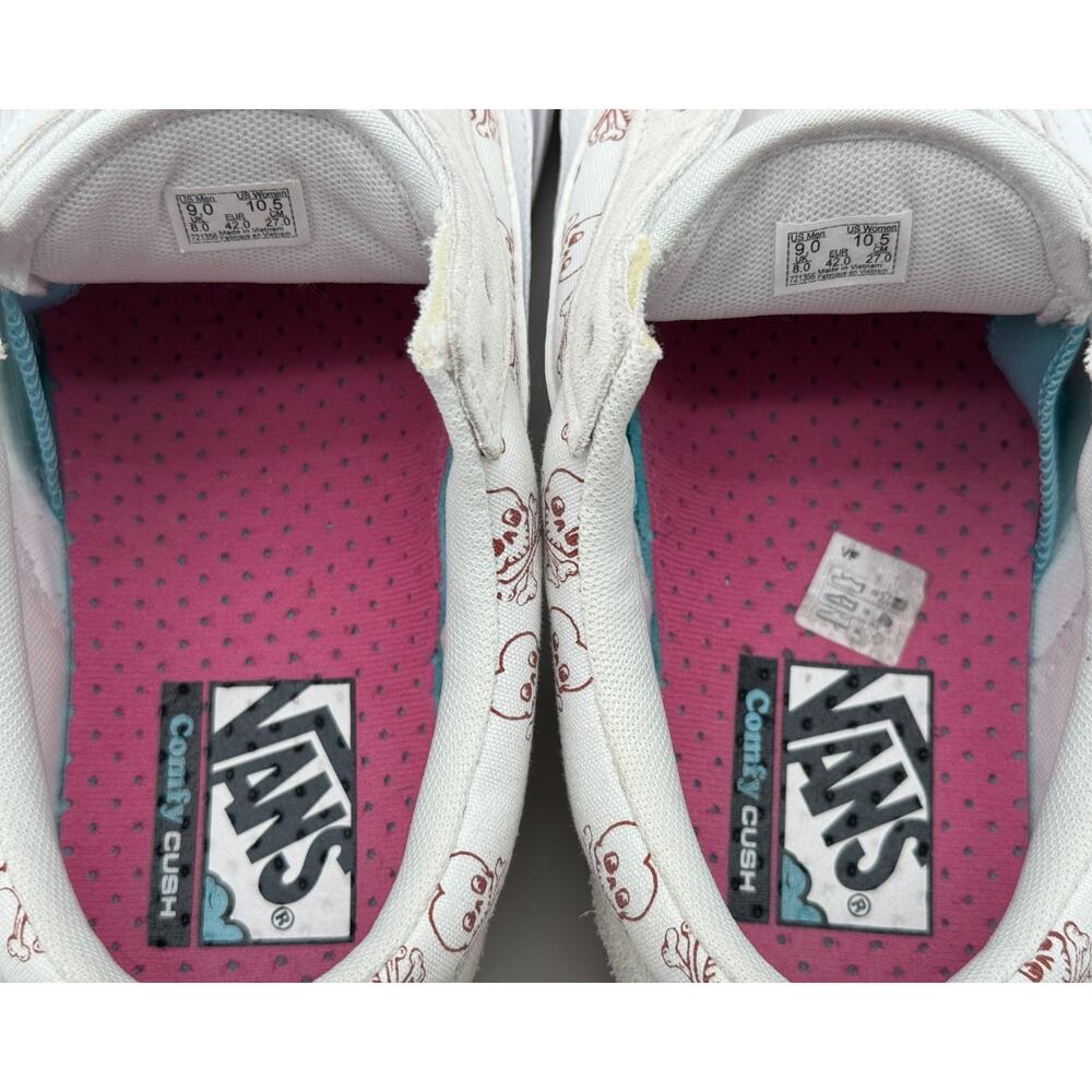 Vans Old Skool ComfyCush White Skull Sneakers Suede Low Top Size 10.5 - Picture 2 of 10